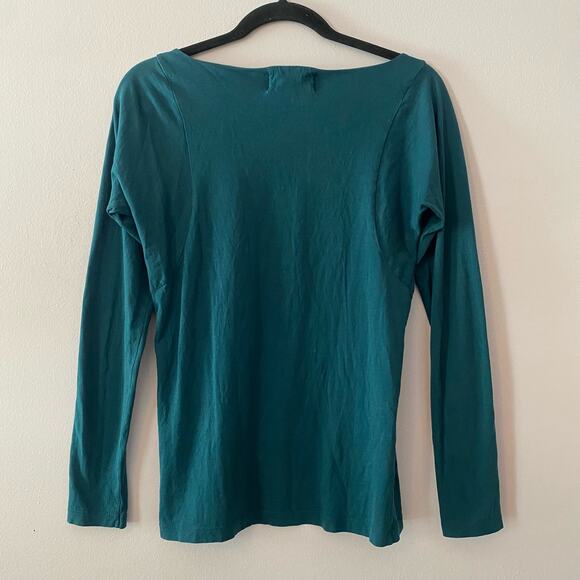 Demylee New York Women's size Medium Aqua Blue Wide Neck Long Sleeve Shirt - Picture 5 of 8